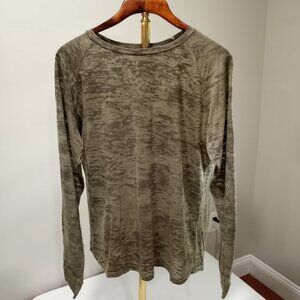 ALTERNATIVE VINTAGE SOFT OLIVE GREEN LONG SLEEVE SHEER MEN T-SHIRT SIZE XL
